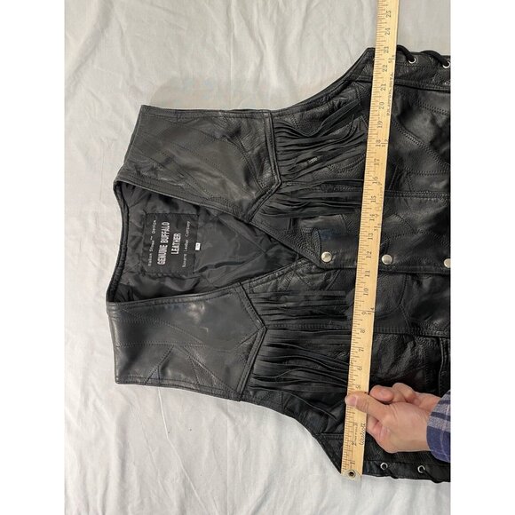 Genuine Buffalo Leather Naverre Leather Vest Men XXXL Italian Stone Fringe - Picture 5 of 10
